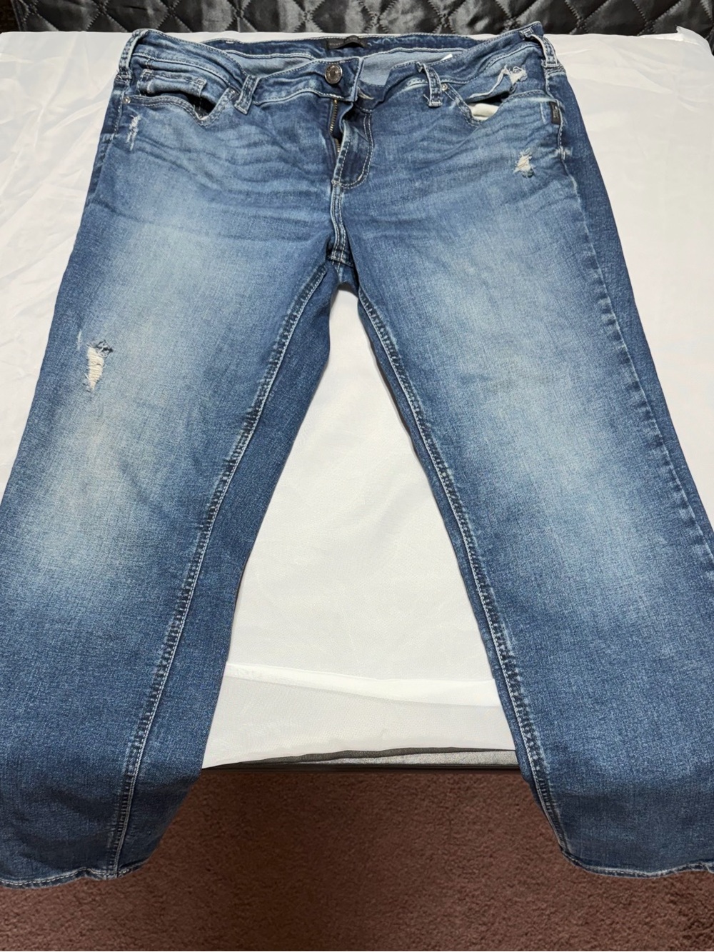 Silver Jeans Light Blue Distressed Boyfriend Jeans